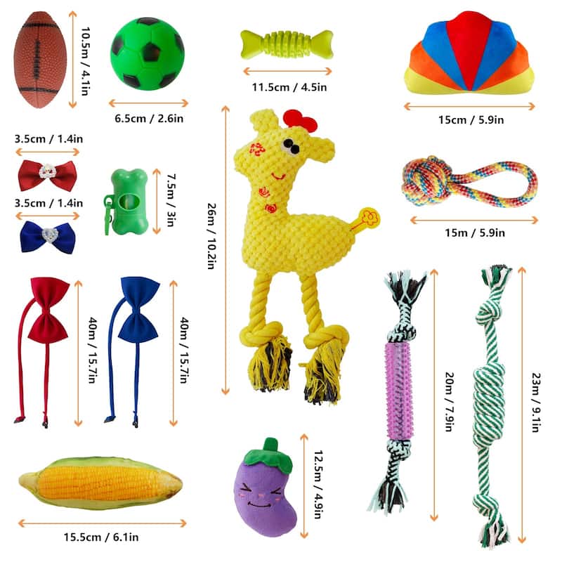 15 Pack Colorful Dog Chew Toys for Teething, Pet Rope Toy Fun Interactive Dog Toys - N/A