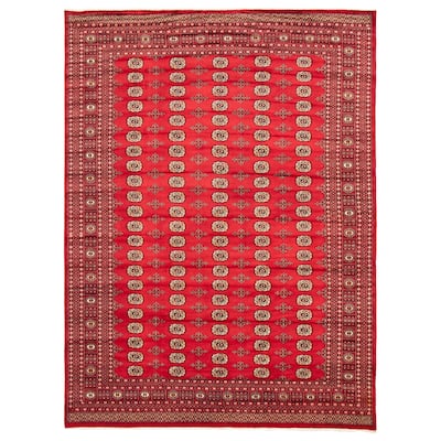 ECARPETGALLERY Hand-knotted Finest Peshawar Bokhara Dark Red Wool Rug - 9'1 x 12'2