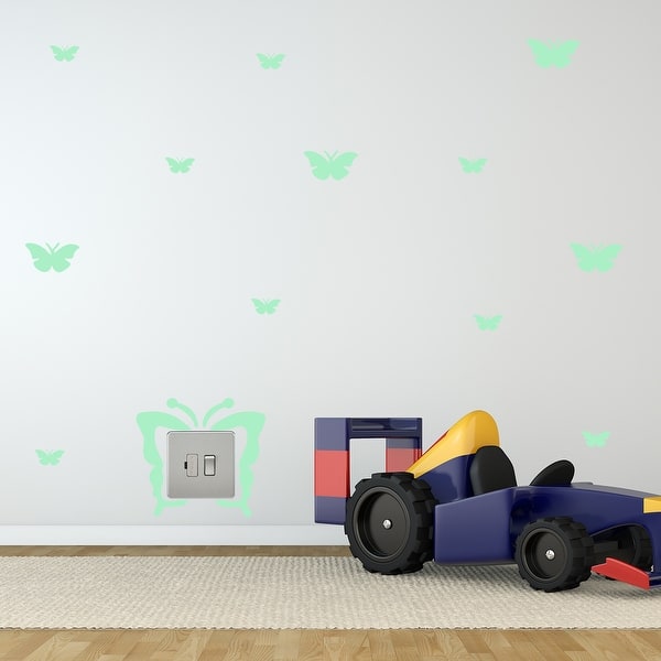 slide 2 of 6, Walplus Peel and Stick Wall Sticker Glow In The Dark Butterfly Decor