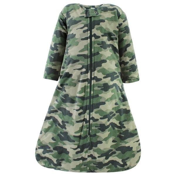 slide 1 of 1, Hudson Baby Infant Boy Long Sleeve Plush Faux Fur Sleeping Bag, Wearable Blanket, Camo