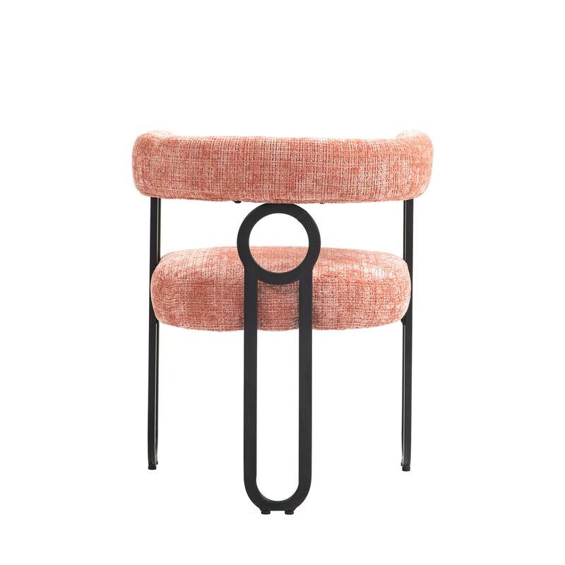 Pink 23.62" Upholstered Barrel Chair with Iron Frames