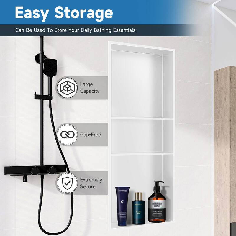 WIZ 12.8-inch W x 30.8-inch H x 4-inch D Stainless Steel Shower Niche