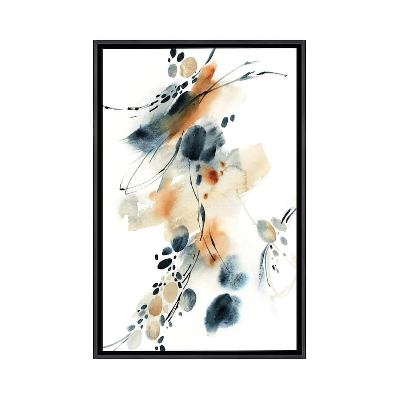 iCanvas "Abstract In Blue And Terracotta III" by Sophie Rodionov Framed - Ebony - 26x18