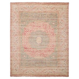 ECARPETGALLERY Hand-knotted Mamluk Dark Grey, Pink Wool Rug - 8'0 x 10'1