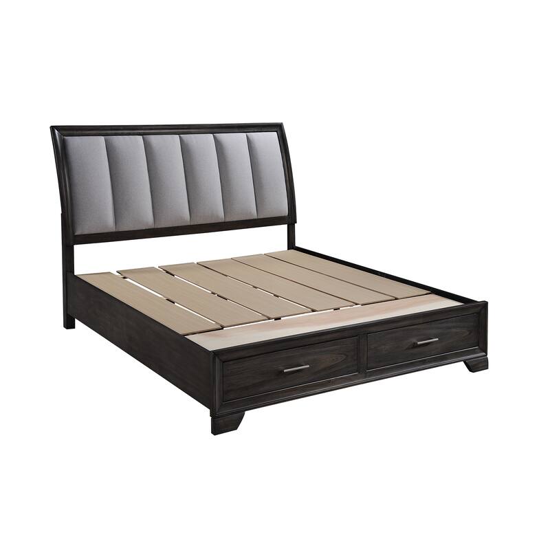 Queen Size Upholstered Storage Bed with 2 Footboard Drawers and Ultra-Plush Headboard