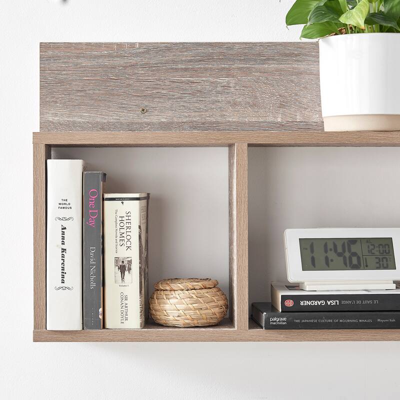 Danya B. Modern 3-Cube Floating Cubby Wall Shelf with Display Ledge