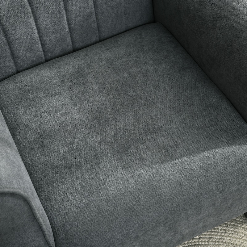 Fabric Accent Chair, Armchair with Wood Legs