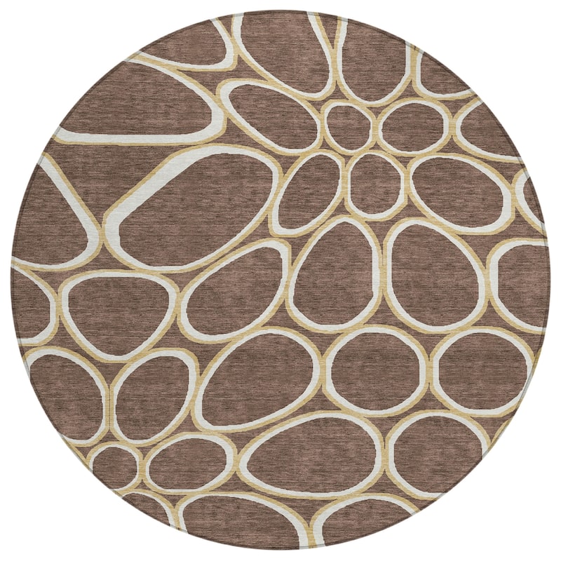 Machine Washable Indoor/ Outdoor Modern Bubbles Chantille Rug