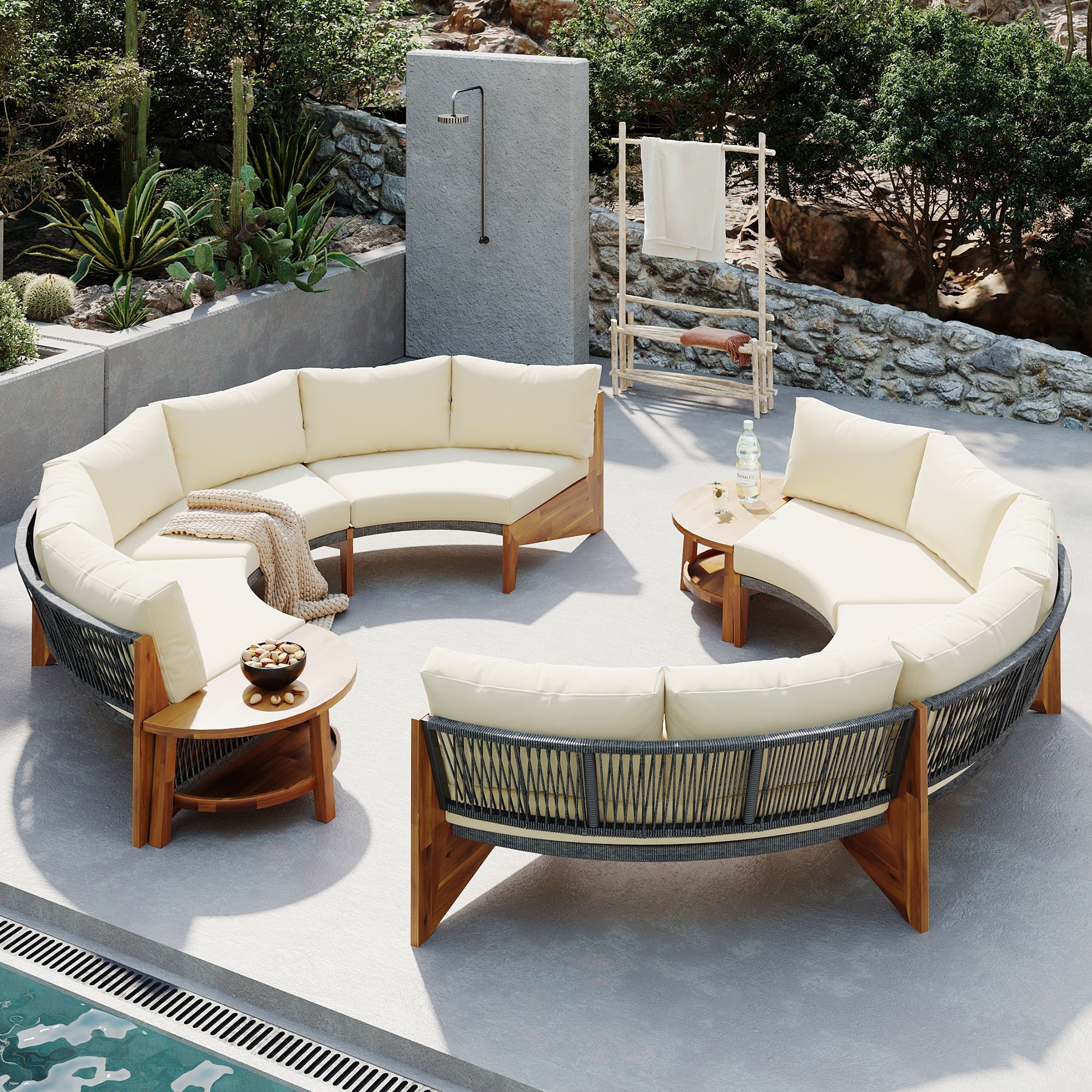 Patio Furniture Set 7 Pieces Modular Outdoor Sectional Outdoor Furniture 6 Seat Sofa Waterproof Thick Cushion Deep Seating Bed Bath Beyond 40320034