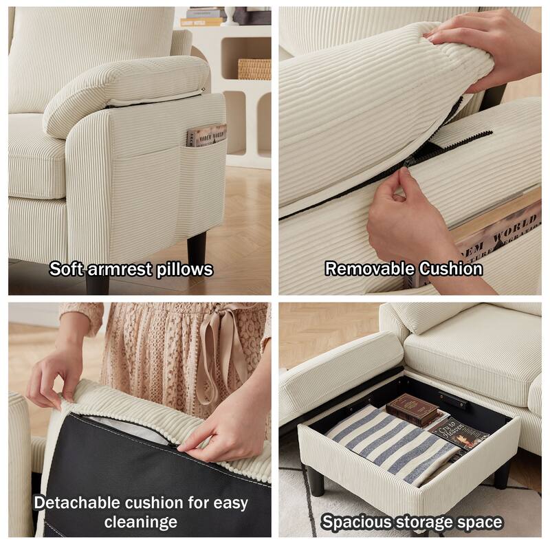 4-Piece Living Room Sectional Sofa Set with Loveseat and Chair