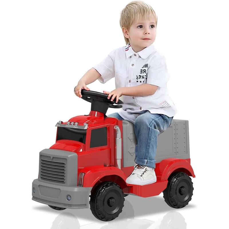 EROMMY 12V Ride-On Fire Truck for Kids with Music, Lights & Dual Motors. - Red.