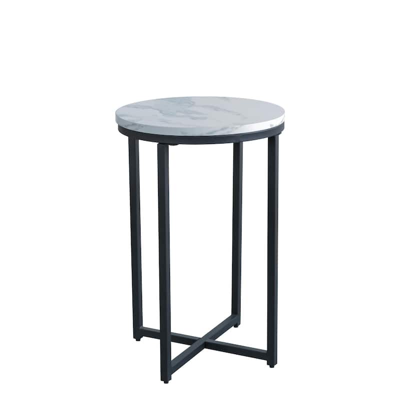 Modern Side Table with Faux Marble MDF Top