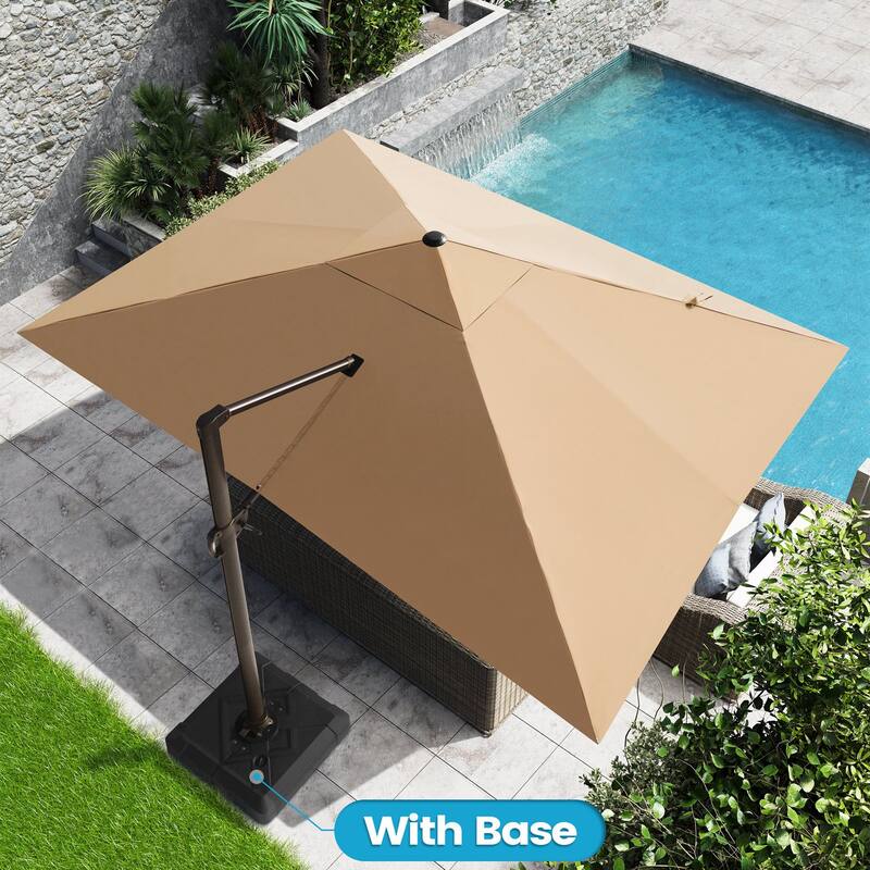 10x12.5 FT Outdoor Patio Cantilever Umbrella with Base