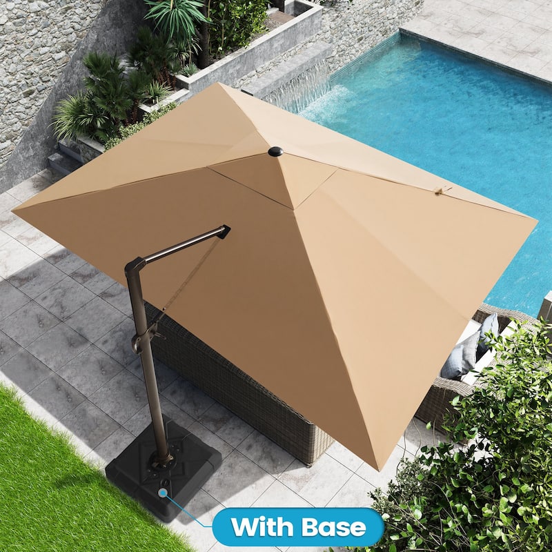 10 x 13 FT Outdoor Shade Canopy Patio Cantilever Offset Umbrella with Base