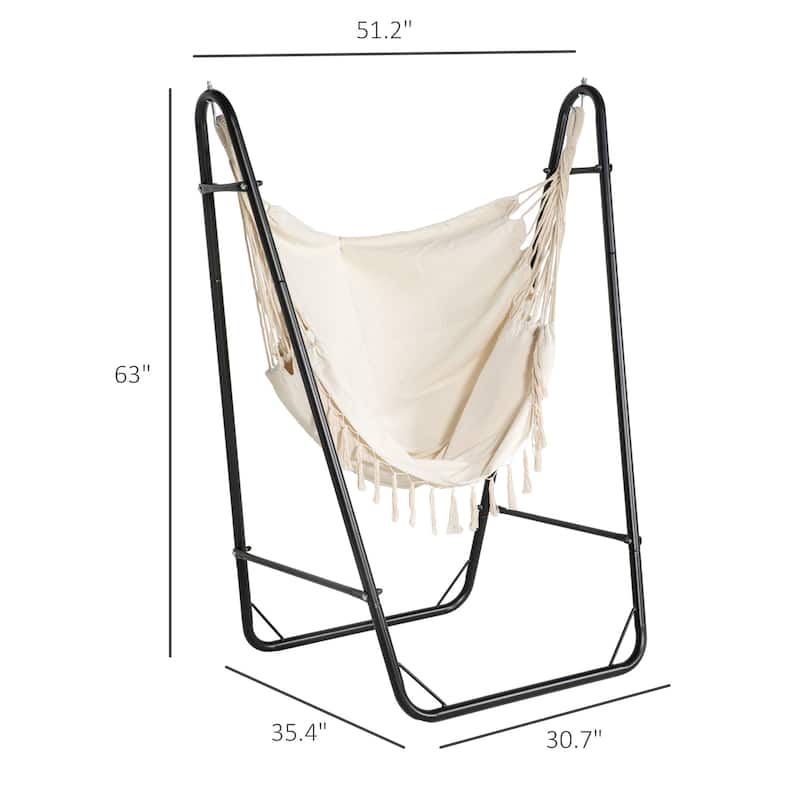 Outdoor Hammock Chair with U Shape Stand, Patio Hanging Chair with Side Pocket