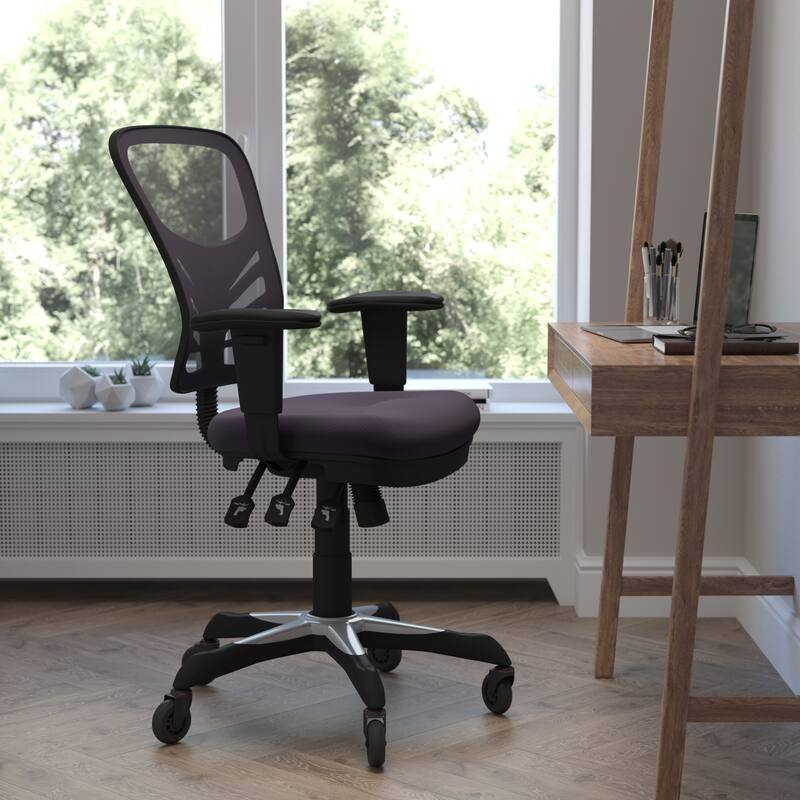 Mid-Back Ergonomic Multifunction Mesh Chair with Polyurethane Wheels - Dark Gray