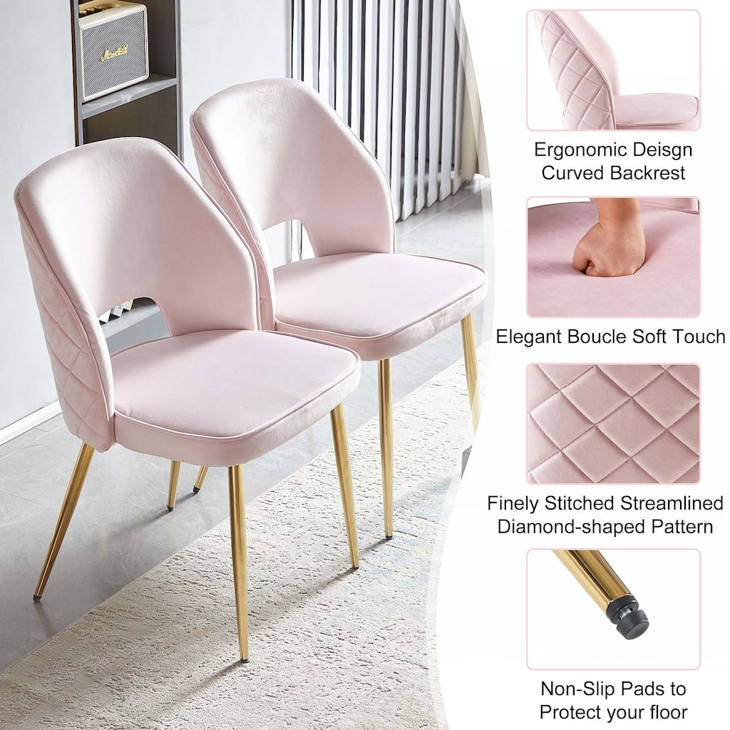Velvet Dining Chairs with Metal Legs,Set of 4