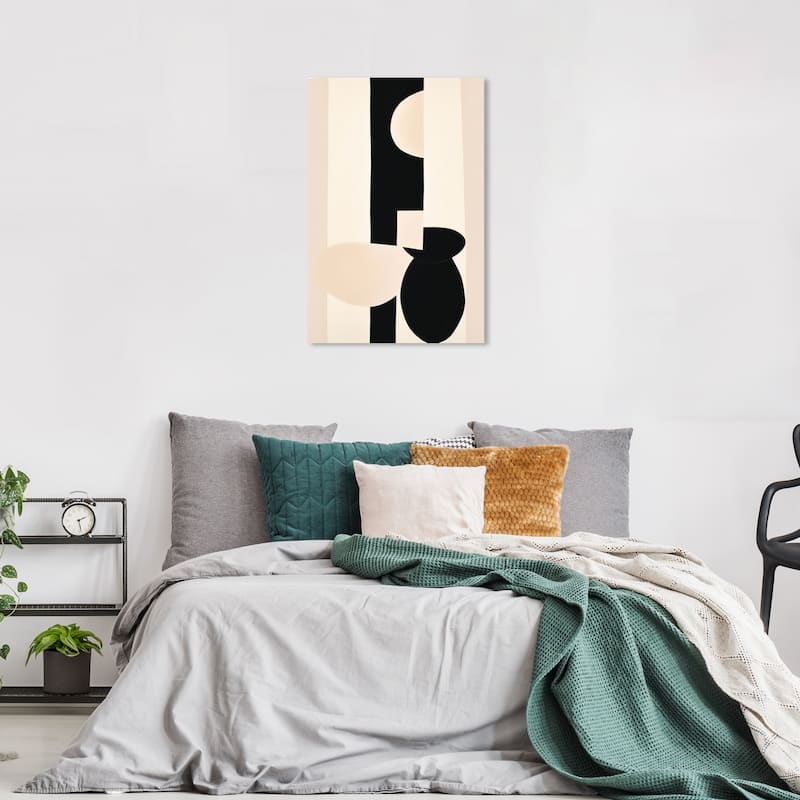 Wynwood Studio Canvas Abstract Vases in between Black and Cream White Modern & Contemporary Wall Art Canvas Print
