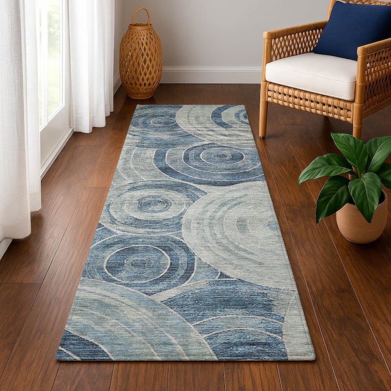 Premium Washable Super Soft Contemporary Mosaic Mayfield Rug - Blue - 2'3" x 7'6"