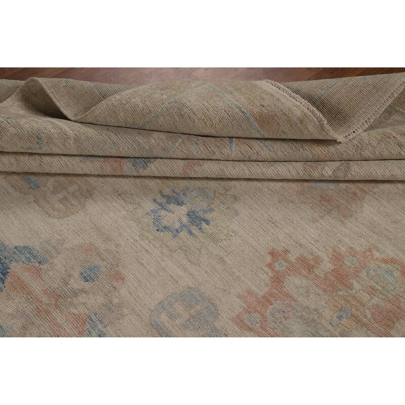 Vegetable Dye Oushak Turkish Rug Handmade Wool Carpet - 9'3"x 12'5"