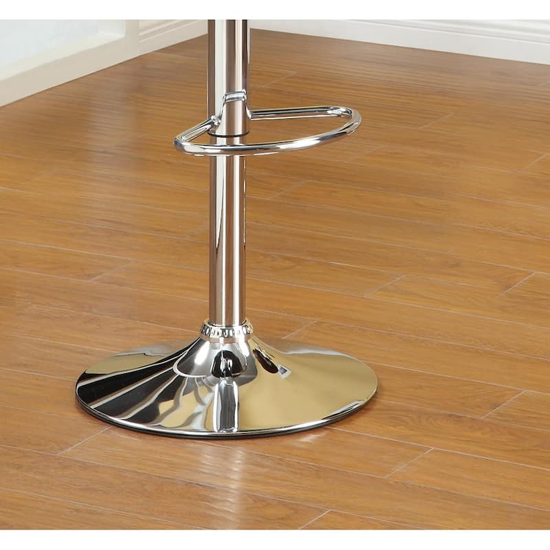 Black Faux Leather Stool Adjustable Height Chairs Set of 2 Chair Kitchen Island Stools Chrome Base PVC Dining Furniture