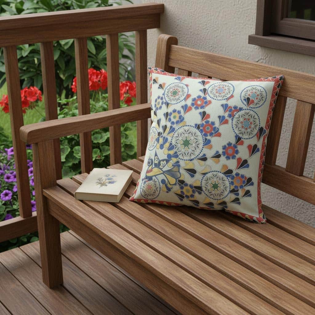 HomeRoots 20" x 20" Light Green Peacock Blown Seam Floral Indoor Outdoor Throw Pillow - 20.00' X '5.00' X '20.00