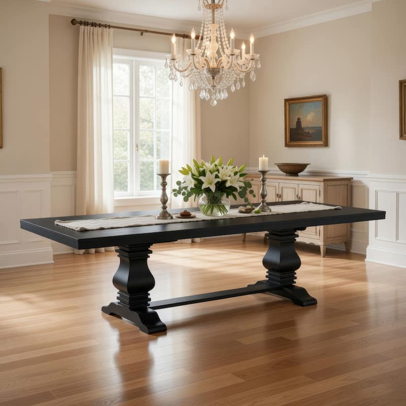 Som Dining Table with Plank-Style Extendable 94-126 Inch Top, Black