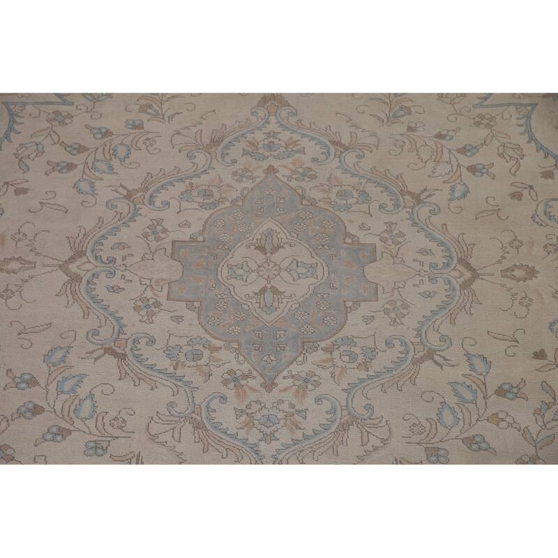 Hand-knotted Floral Distressed Tabriz Persian Rug Oriental Wool Carpet - 9'8" x 12'2"