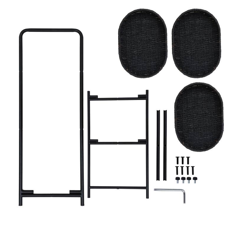 Anmytek 3 Tier Woven Storage Cart Black Organizer for Kitchen Bathroom Living Room