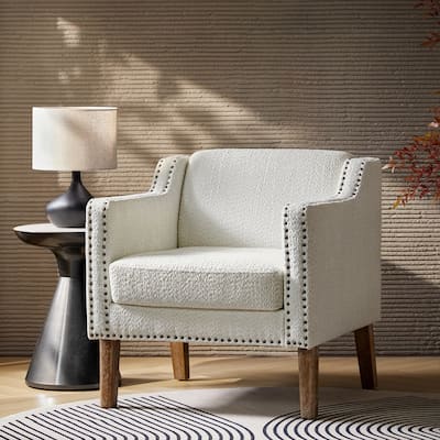 Marian Transitional Nailhead Trim Decorated Armchair with Sloped Arms by HULALA HOME