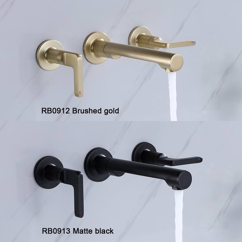 Two Handles Wall Mounted widespread Bathroom Faucet