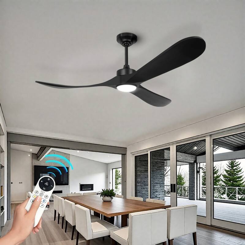 Indoor/Outdoor Ceiling Fan with Remote Control, 3-Blades Solid Wood Ceiling Fan for Bedroom Living Room