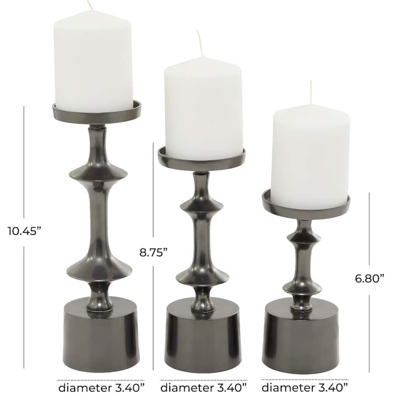 CosmoLiving by Cosmopolitan Black Aluminum Pillar Candle Holder (Set of 3)
