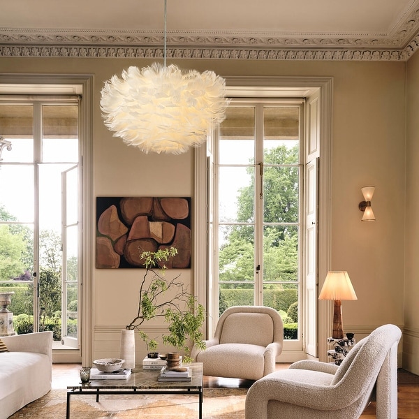 White feather ceiling light top
