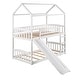 preview thumbnail 23 of 23, Modern Roof Design Twin over Twin Solid Pine Wood Bunk Bed with Full Length Guardrail, Side Ladder and Slide