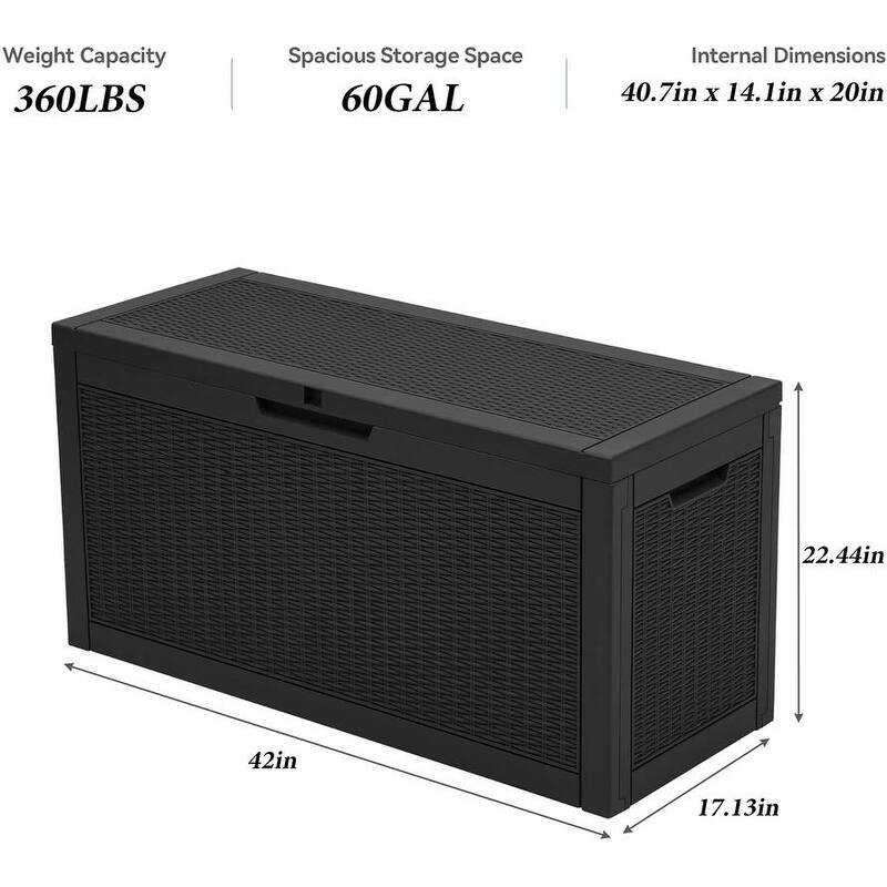 60-100 Gallon Outdoor Deck Storage Box with Lockable Lid, UV Protected & Weatherproof