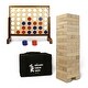preview thumbnail 1 of 6, YardGames Giant Tumbling Timbers Wood Stacking Game Bundle with 4 in a Row Game - 33 x 3 x 22 inches