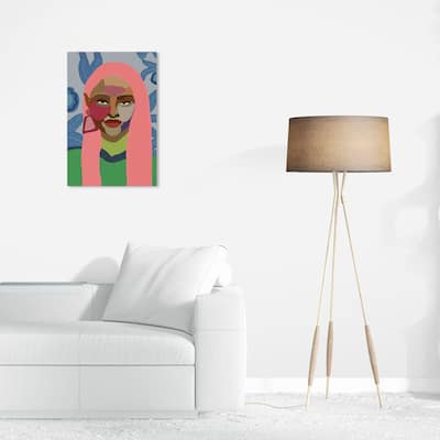 Wynwood Studio Canvas People and Portraits Pink Hair Girl Pink and Modern & Contemporary Wall Art Canvas Print