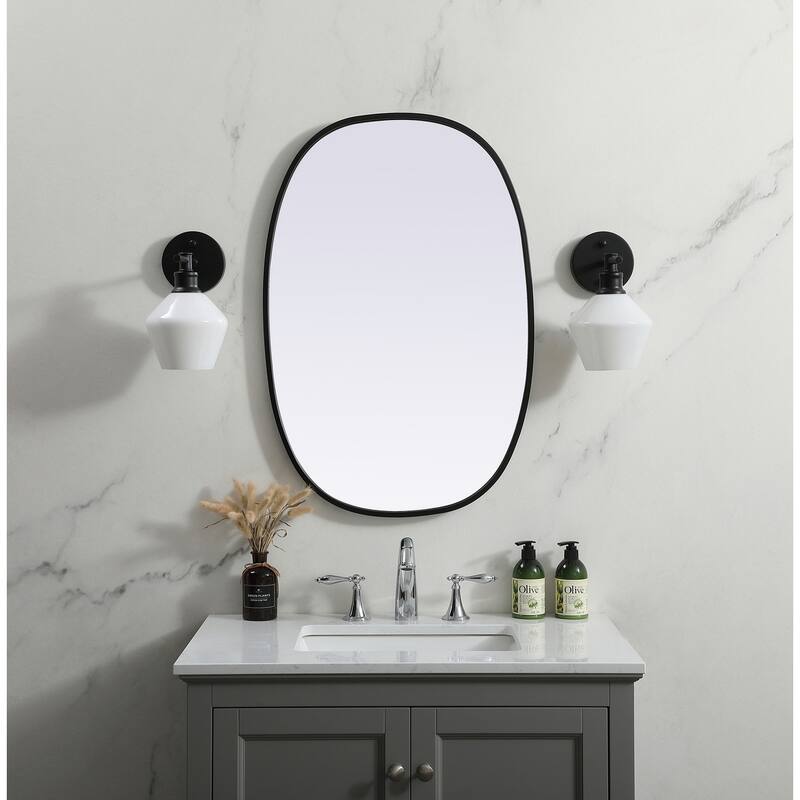 Indigo Home Metal Frame Oval Mirror 20x30 Inch