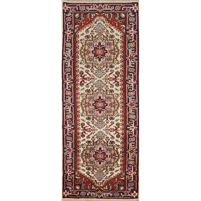 Heriz Serapi Oriental Runner Rug Hand-Knotted Wool Carpet - 2'7"x 7'10"