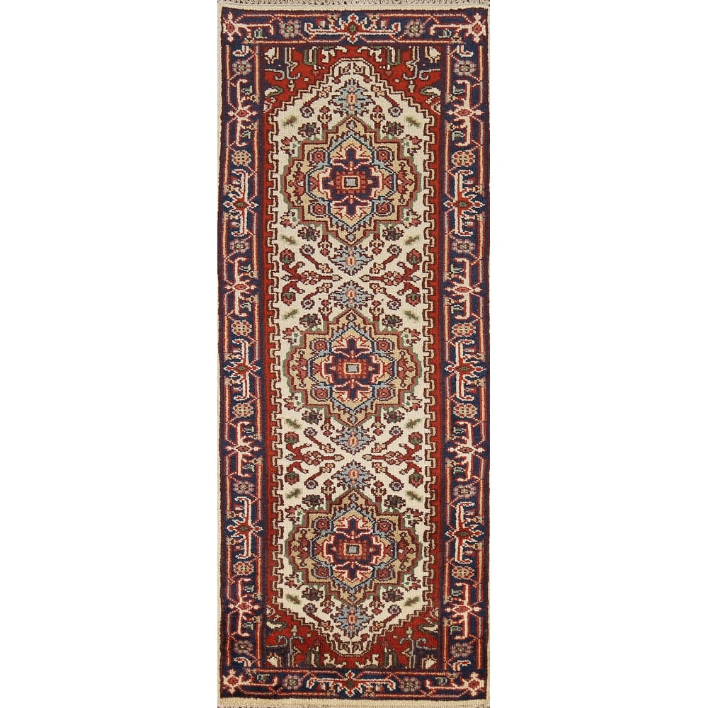 Heriz Serapi Oriental Runner Rug Hand-Knotted Wool Carpet - 2'7"x 7'10"