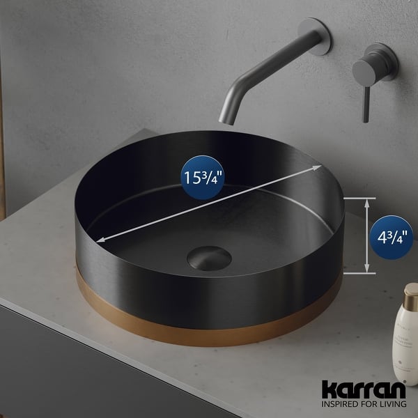 dimension image slide 0 of 3, Karran Cinox Stainless Steel Round Vessel Sink
