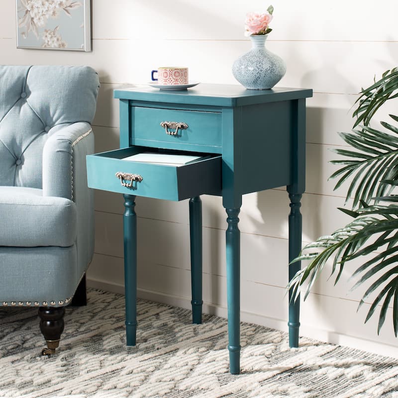 SAFAVIEH Sandra Accent Table - 18.1" x 15" x 30.1" - 18Wx15Dx30H - Teal