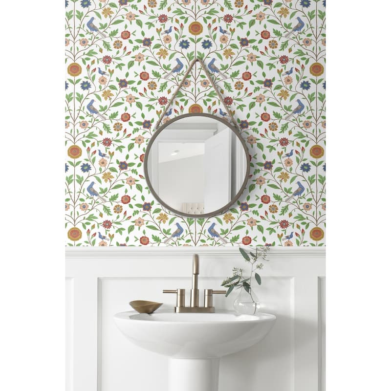 NextWall Bird Toile Peel and Stick Wallpaper