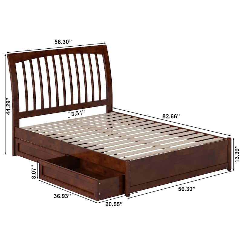 Roslyn Platform Bed with Panel Footboard and Storage Drawers