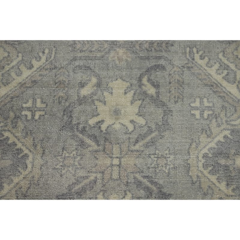 Hand-knotted Transitional Silk Carpet Grey Oushak Rug Geometric Oriental Area Rug - 7' 10'' X 4' 10''