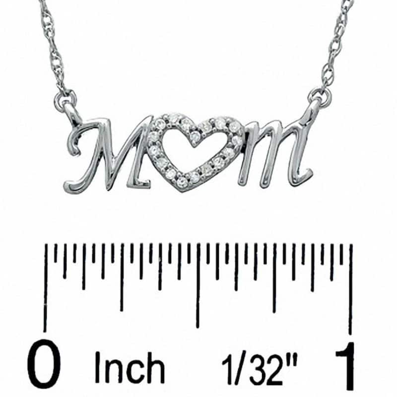 Diamond Heart Mom Pendant White Gold Women's Necklace