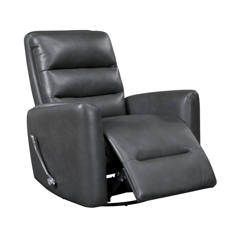 Glider Reclining Chair Swivel Motion Breathable Faux Leather Upholstery Luxury Living Room Furniture, Movie Chair - Grey
