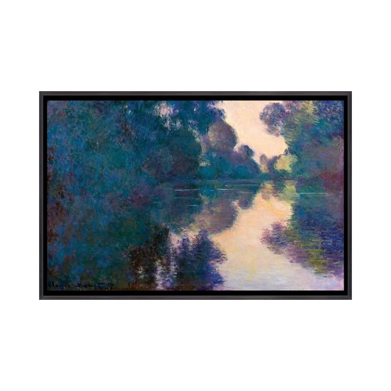 iCanvas "Morning On The Seine Near Giverny" by Claude Monet Framed - Ebony - 32x48