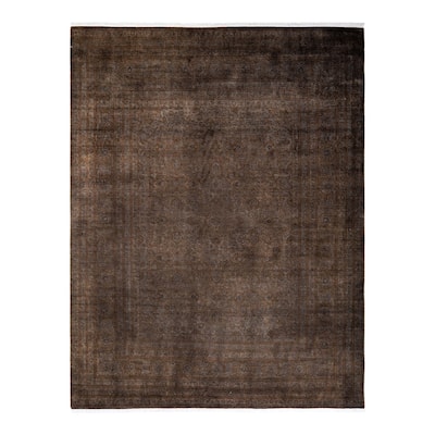 Overton Hand Knotted Wool Vintage Inspired Modern Contemporary Overdyed Brown Area Rug - 8' 1" x 10' 5"